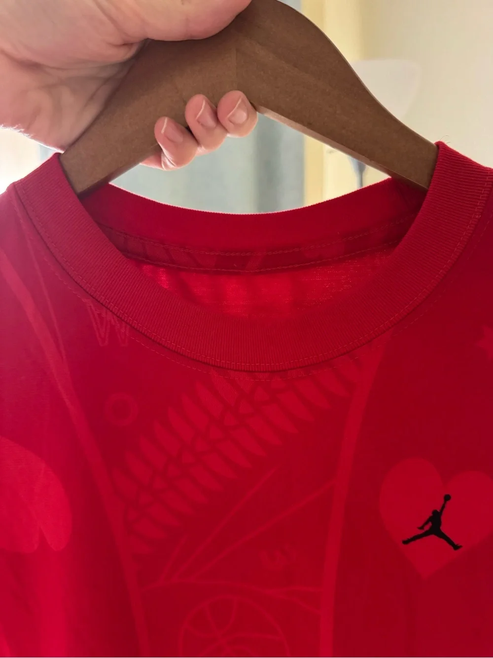 Jordan Red Short Sleeve Graphic Tee with Black Jumpman